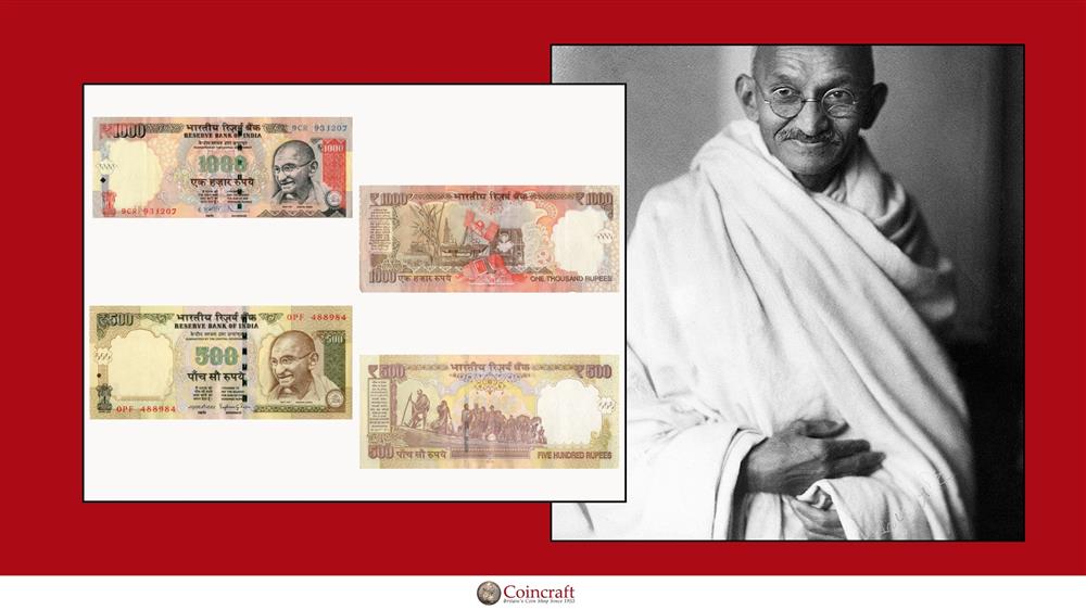 Banknote Rupees dedicated to Mahatma Gandhi